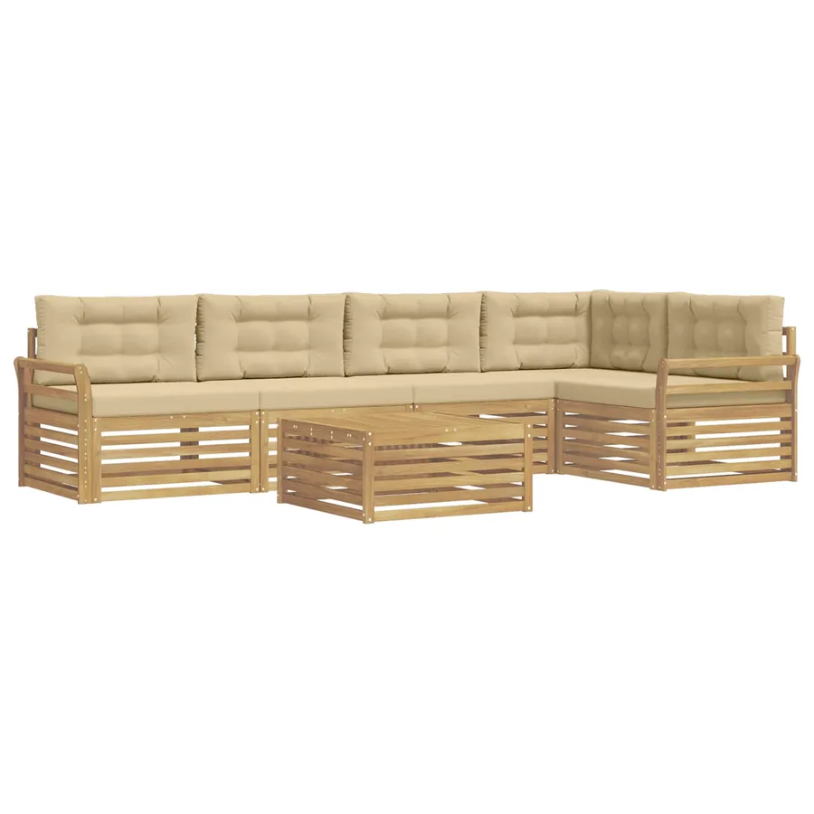 Ensemble de canapés d'extérieur 6 pc Blanc et Beige Polyester - 2