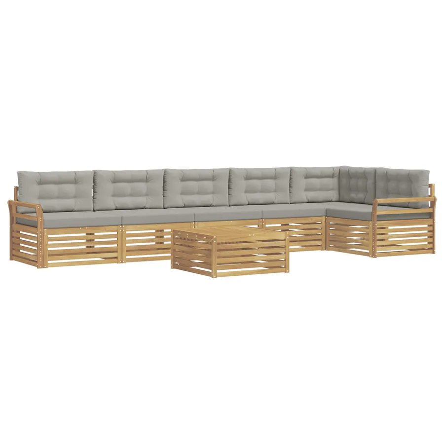 Ensemble de canapés d'extérieur 7 pc Blanc et gris clair - 2