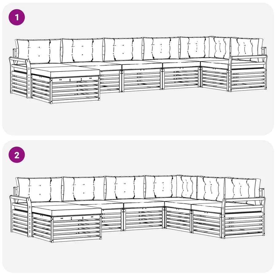 Ensemble de canapés d'extérieur 7 pc Blanc et anthracite - 7