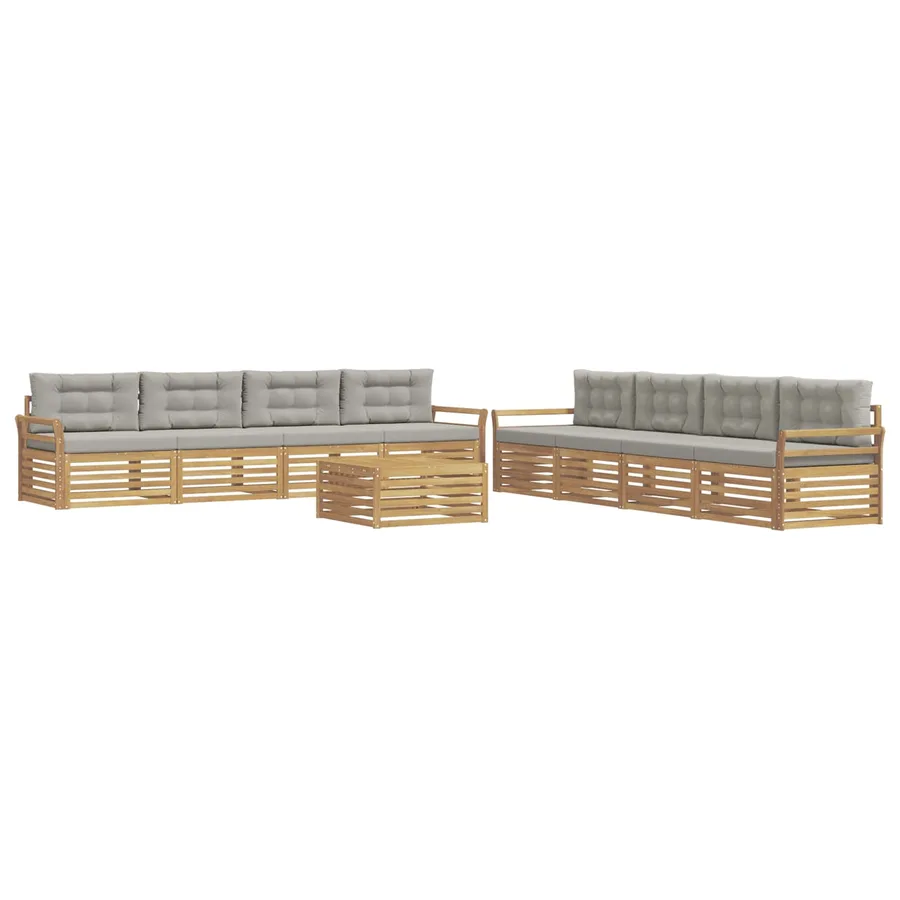 Ensemble de canapés d'extérieur 9 pc Blanc et gris clair - 2