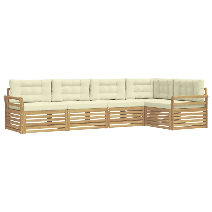 Ensemble de canapés d'extérieur 5 pc Blanc et crème Polyester - 2