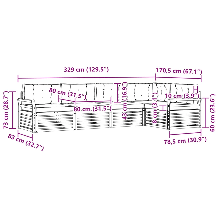 Ensemble de canapés d'extérieur 5 pc Blanc et crème Polyester - 8