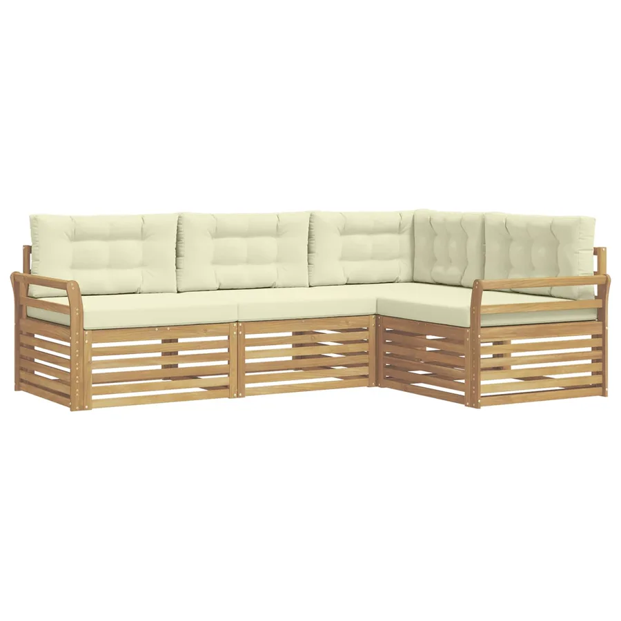 Ensemble de canapés d'extérieur 4 pc Blanc et crème Polyester - 2