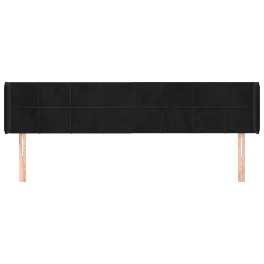 Tête de lit avec oreilles Noir 183x16x78/88 cm Velours - 3