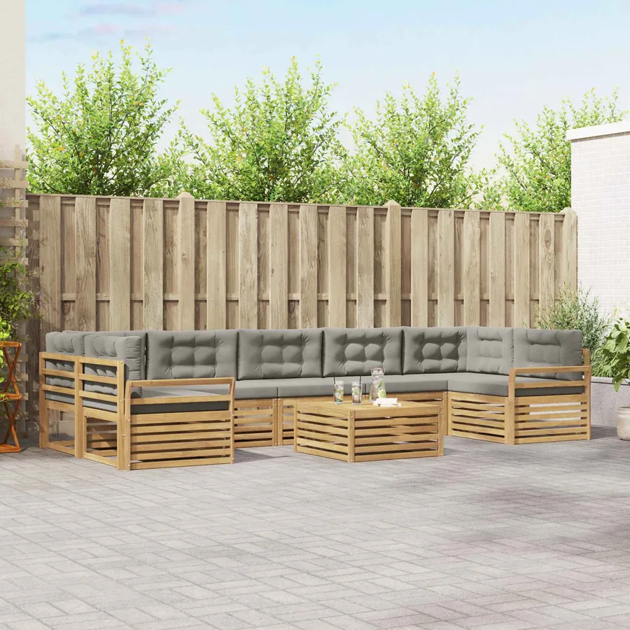 Ensemble de canapés d'extérieur 8 pc Blanc et gris clair