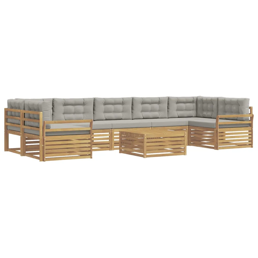 Ensemble de canapés d'extérieur 8 pc Blanc et gris clair - 2
