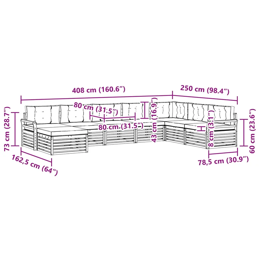 Ensemble de canapés d'extérieur 8 pc Blanc et Beige - 7