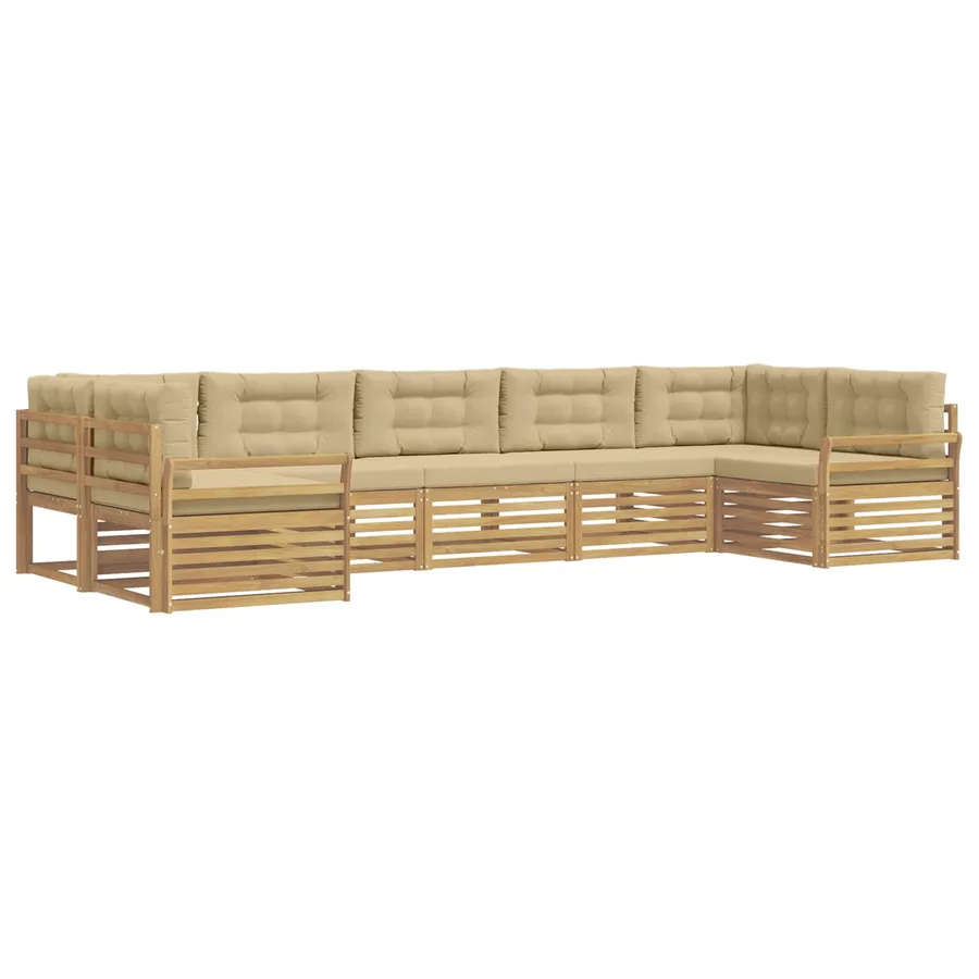 Ensemble de canapés d'extérieur 7 pc Blanc et Beige - 2