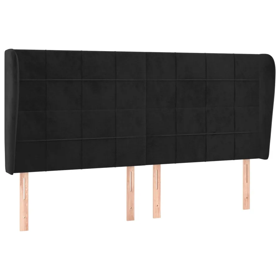 Tête de lit avec oreilles Noir 183x23x118/128 cm Velours - 2