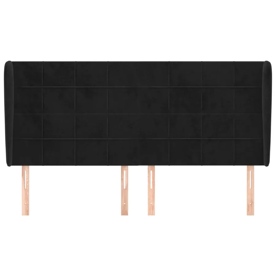 Tête de lit avec oreilles Noir 183x23x118/128 cm Velours - 3