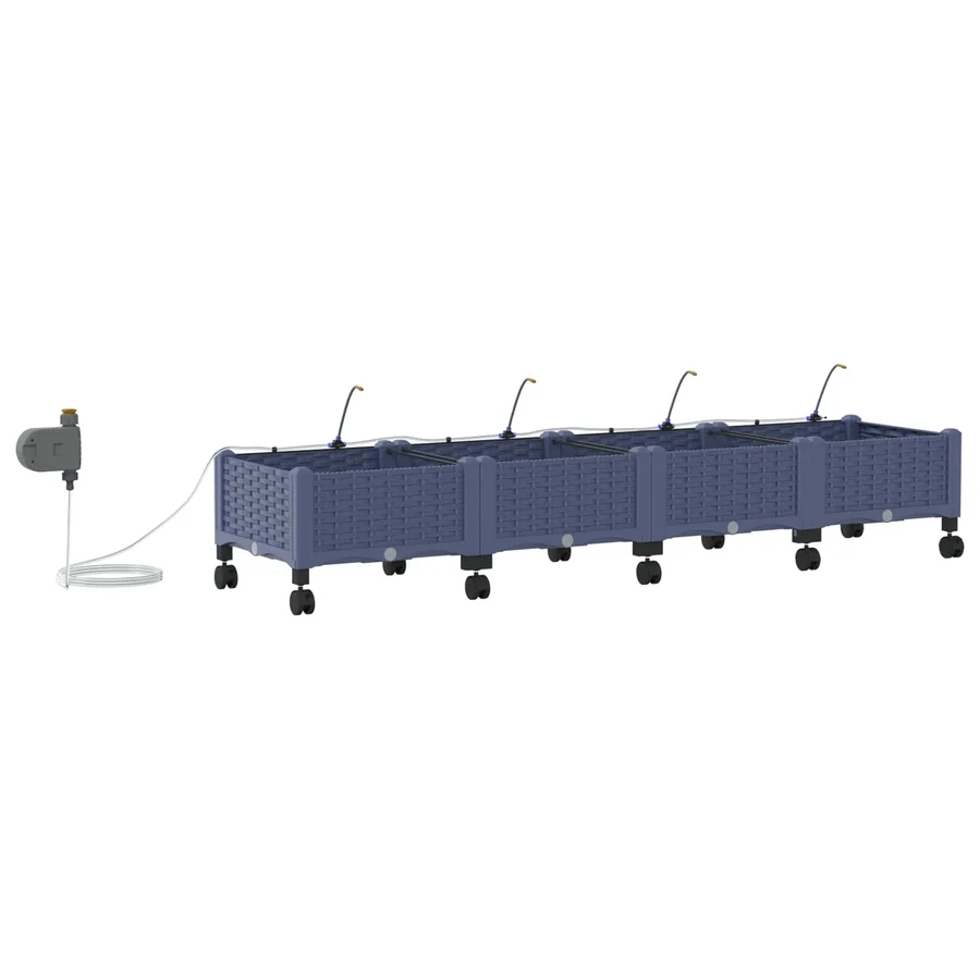 Porte-plante de jardin avec irrigation et roues 4 pc Gris PP - 4