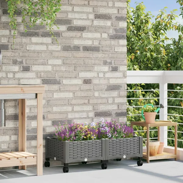 Jardinière avec Roues Gris clair 80 x 40 x 33 cm PP