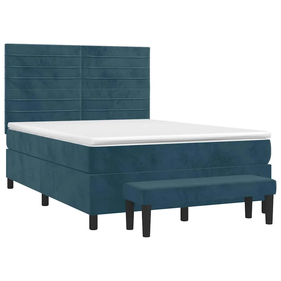 Sommier à lattes de lit et matelas Bleu foncé 140x190cm Velours - 3