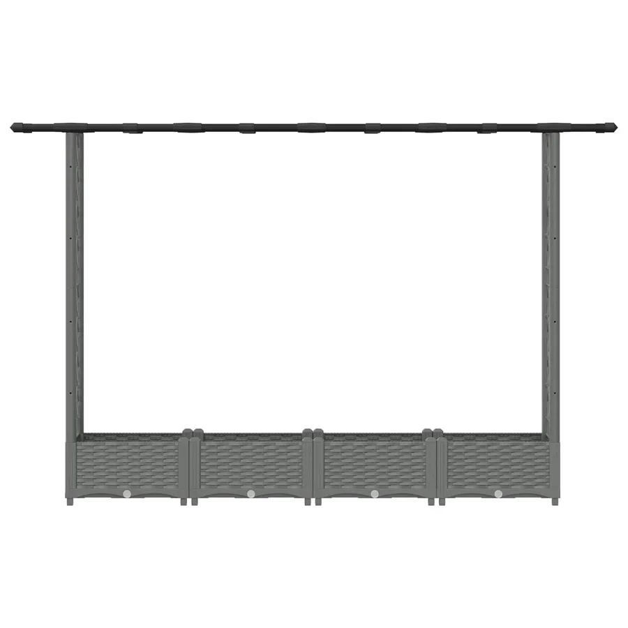 Lit Élevé avec Treillis et Toit Gris clair 203 x 40 x 121 cm PP - 4