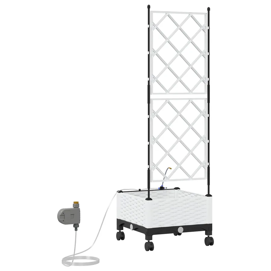 Porte-plante de jardin avec irrigation et roues Blanc PP - 4
