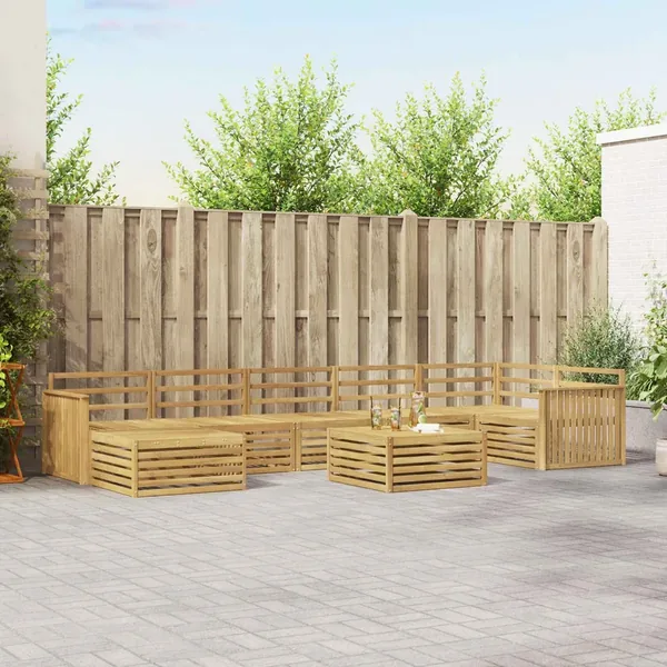 Ensemble de canapés d'extérieur 8 pc Blanc Bois d'Acacia Massif