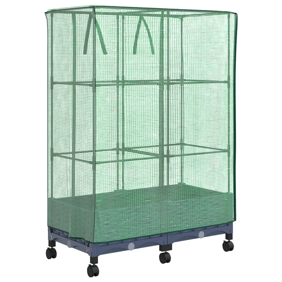 Jardinière de jardin avec couverture de serre et roues 2 pc PP - 4