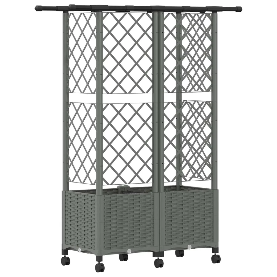 Lit Élevé avec Treillis et Toit Gris clair 124 x 40 x 142 cm PP - 5