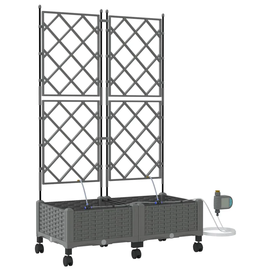 Porte-plante de jardin avec irrigation et roues 2 pc Gris clair - 2