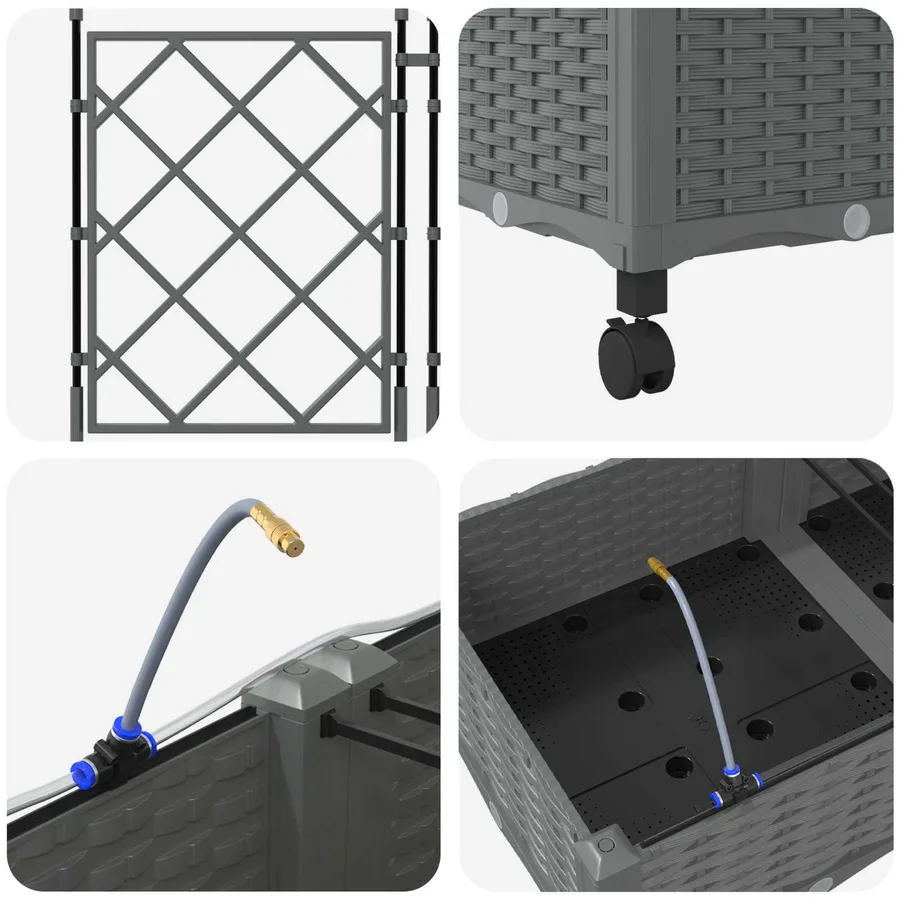 Porte-plante de jardin avec irrigation et roues 2 pc Gris clair - 5