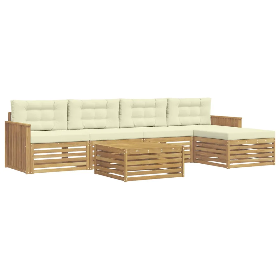 Ensemble de canapés d'extérieur 6 pc Blanc et crème Polyester - 2