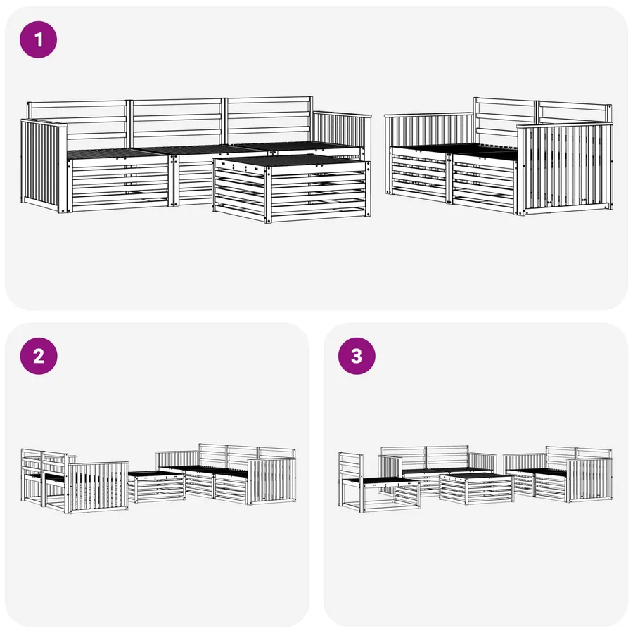 Ensemble de canapés d'extérieur 6 pc Blanc - 7