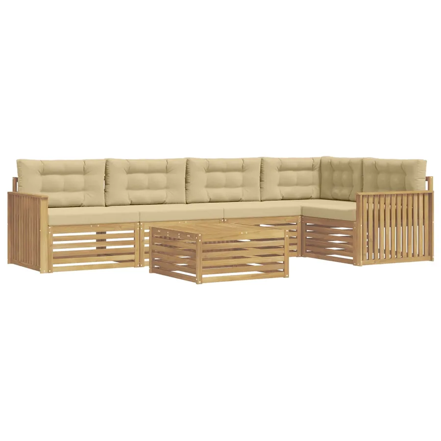 Ensemble de canapés d'extérieur 6 pc Blanc et Beige Polyester - 2