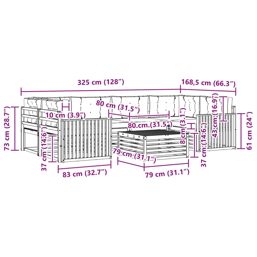 Ensemble de canapés d'extérieur 7 pc Blanc et Beige - 7
