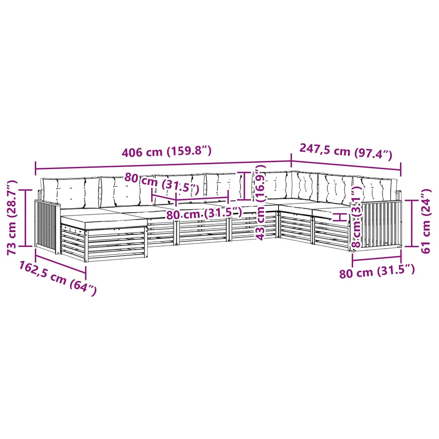Ensemble de canapés d'extérieur 8 pc Blanc et Beige - 7