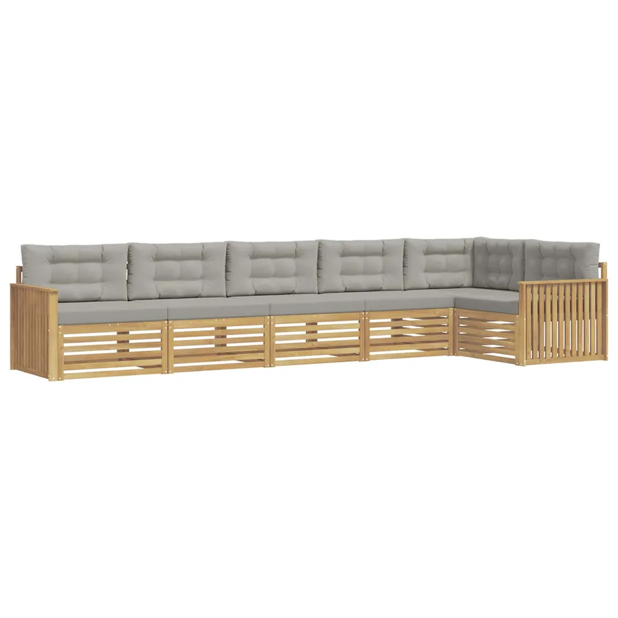 Ensemble de canapés d'extérieur 6 pc Blanc et gris clair - 2