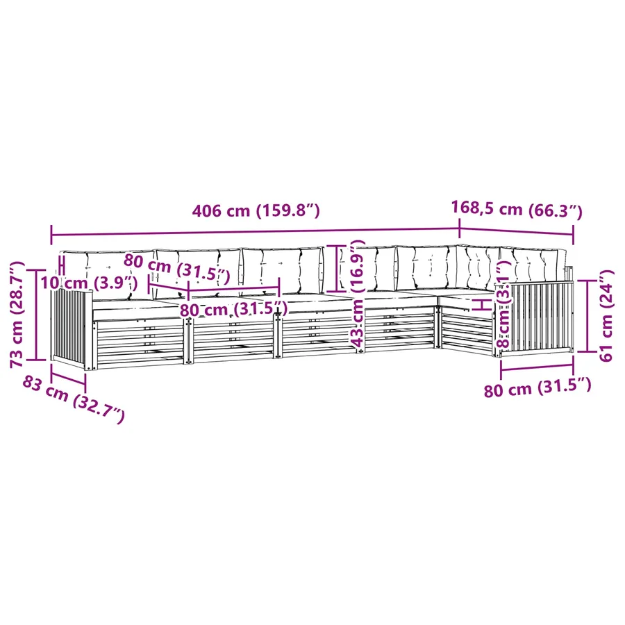 Ensemble de canapés d'extérieur 6 pc Blanc et gris clair - 8