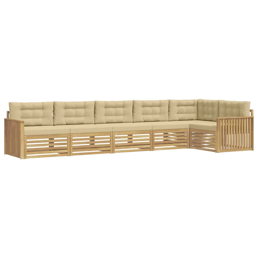 Ensemble de canapés d'extérieur 6 pc Blanc et Beige Polyester - 2