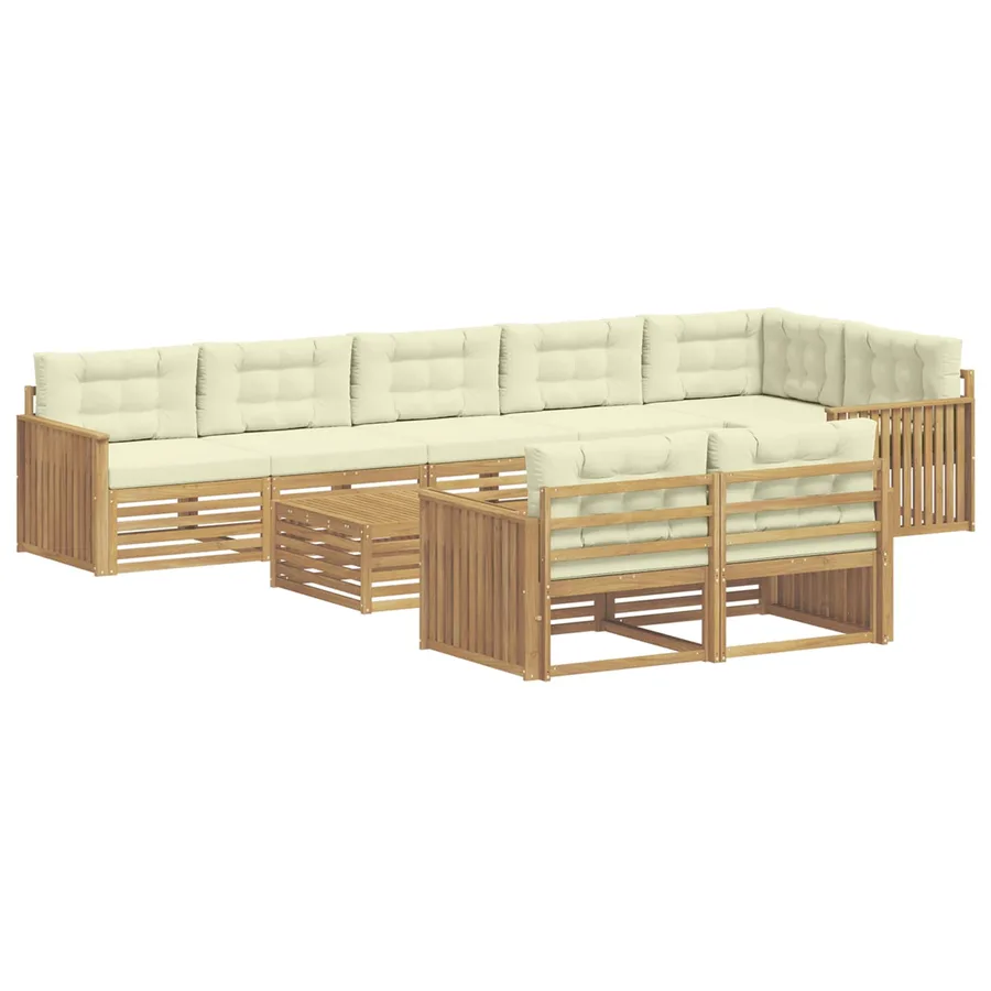 Ensemble de canapés d'extérieur 9 pc Blanc et crème Polyester - 2