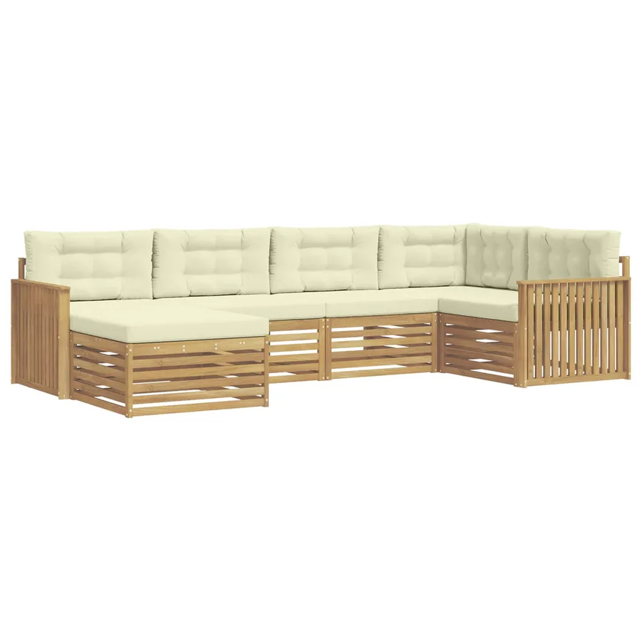 Ensemble de canapés d'extérieur 6 pc Blanc et crème Polyester - 2