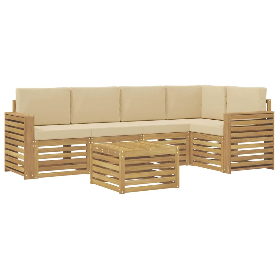 Ensemble de canapés d'extérieur 6 pcs Blanc et Beige - 2
