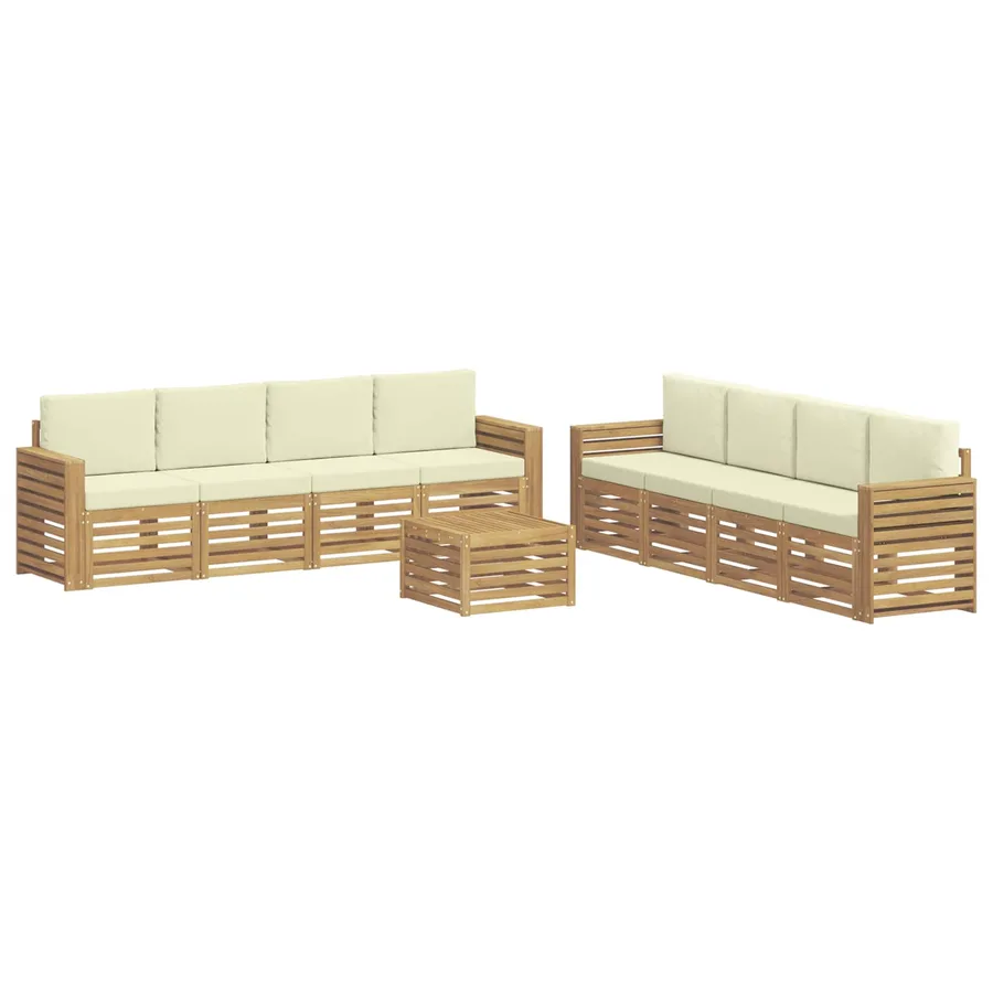 Ensembles de canapés 9 pcs Blanc et crème 59 x 59 x 37 cm - 2