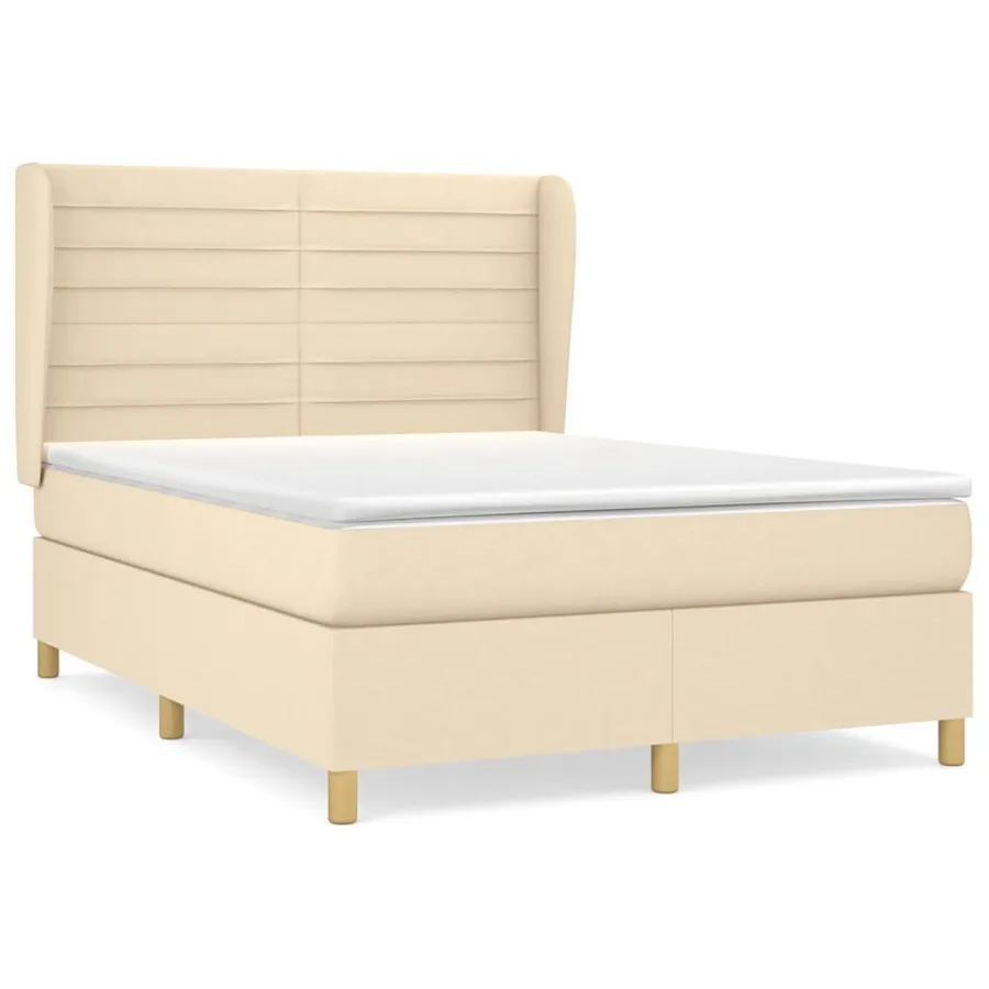 Sommier à lattes de lit avec matelas Crème 140x200 cm Tissu - 2