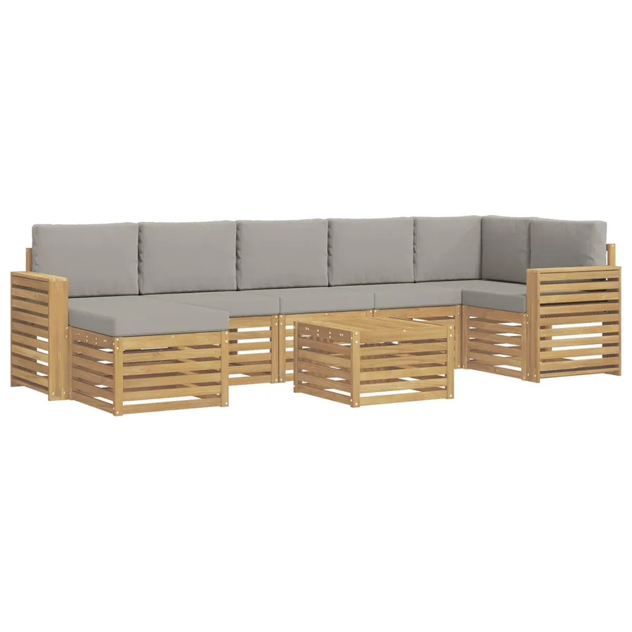 Ensemble de canapés d'extérieur 8 pcs Blanc et gris clair - 2