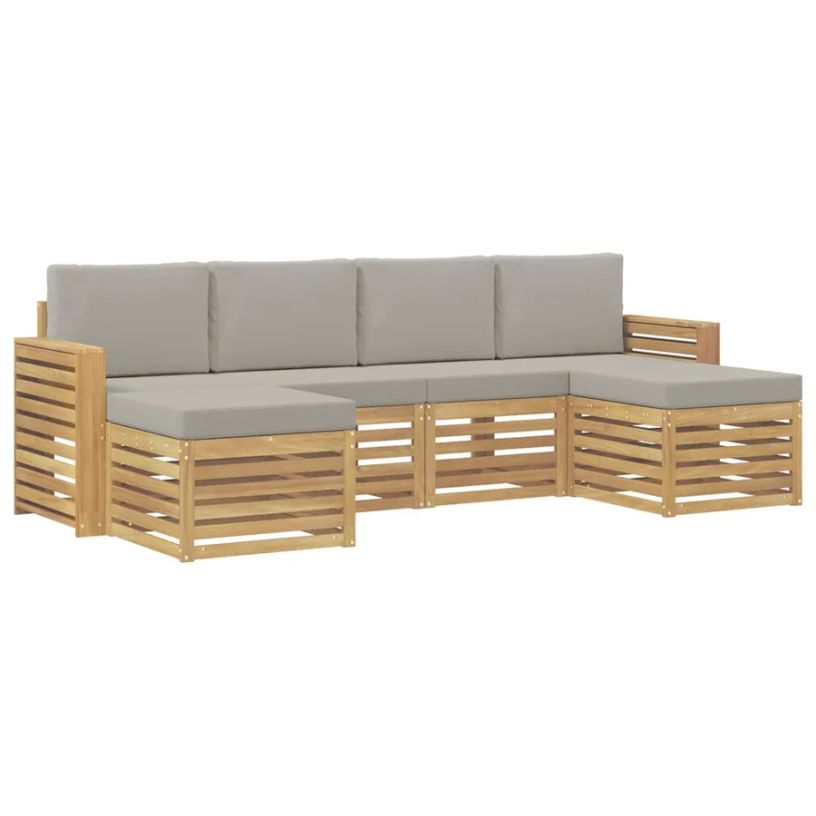 Ensemble de canapés d'extérieur 6 pcs Blanc et gris clair - 2