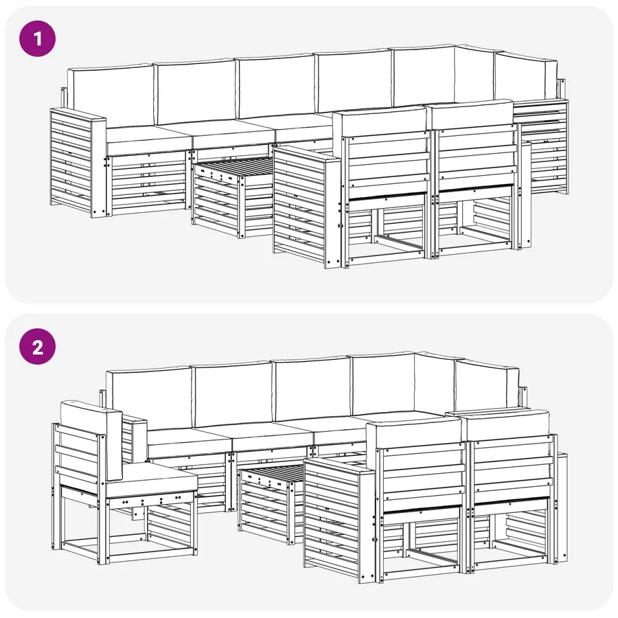 Ensemble de canapés d'extérieur 9 pcs Blanc et anthracite - 7