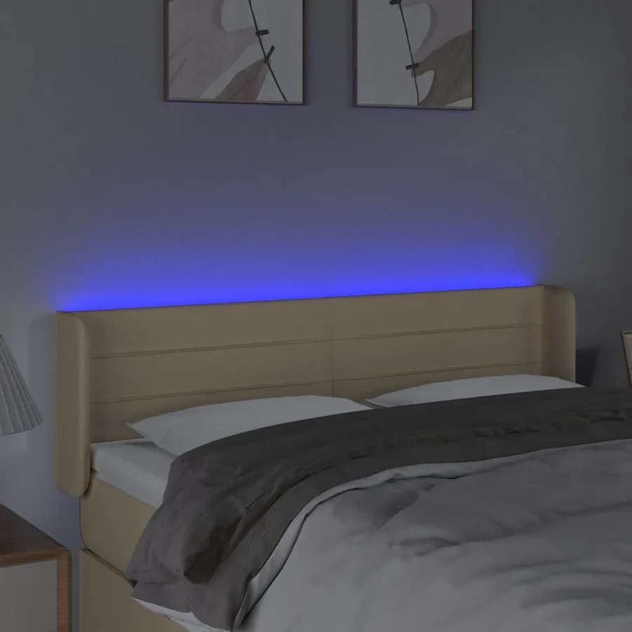 Tête de lit à LED Crème 147x16x78/88 cm Tissu - 4