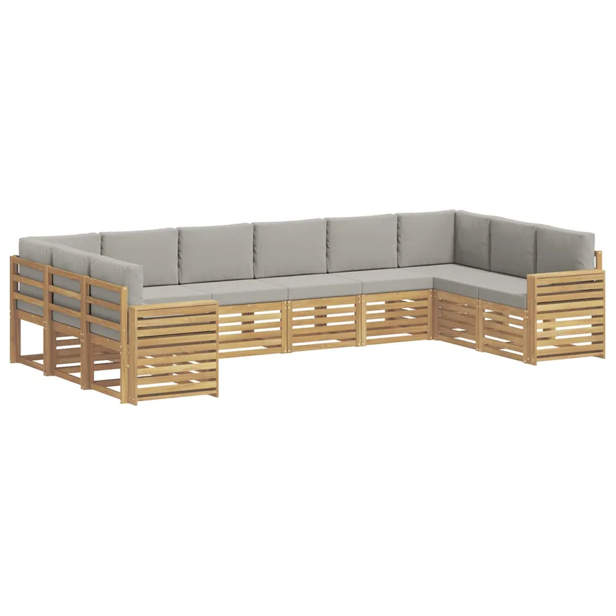 Ensemble de canapés d'extérieur 10 pcs Blanc et gris clair - 2