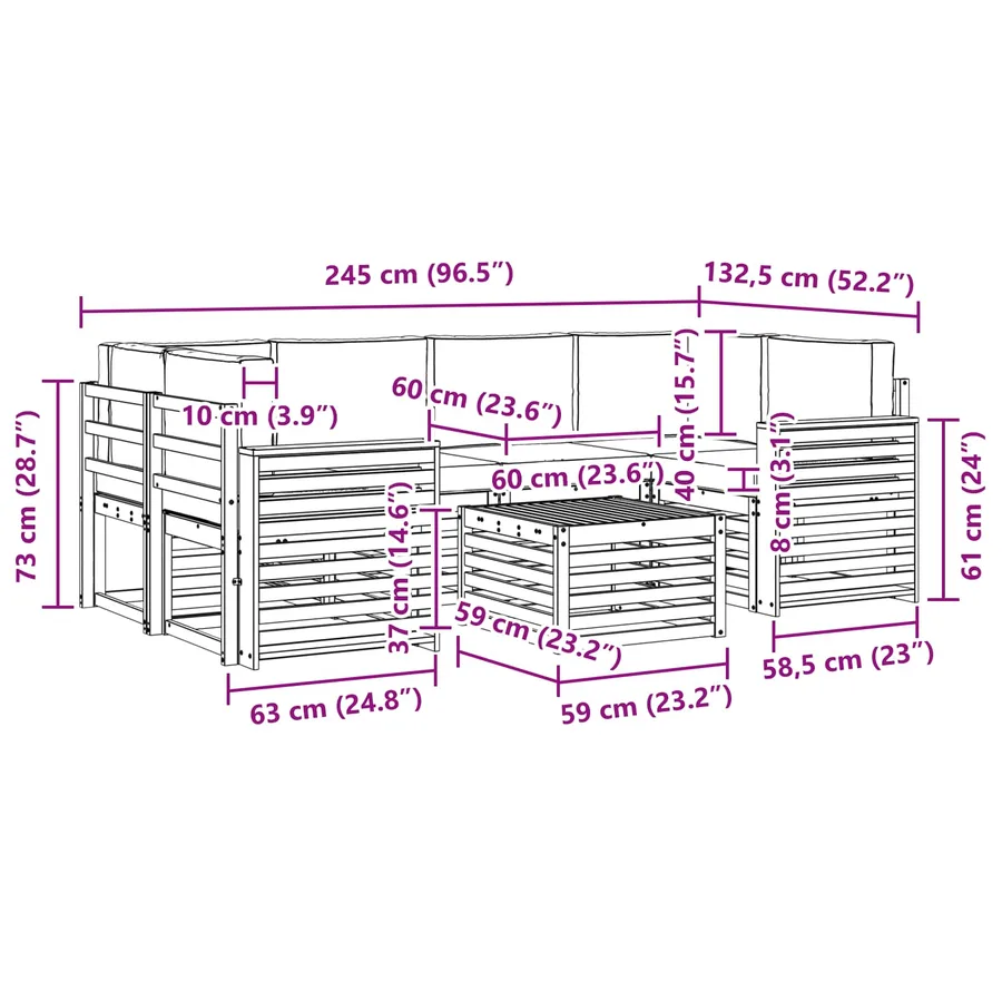 Ensemble de canapés d'extérieur 7 pcs Blanc et Beige Polyester - 7