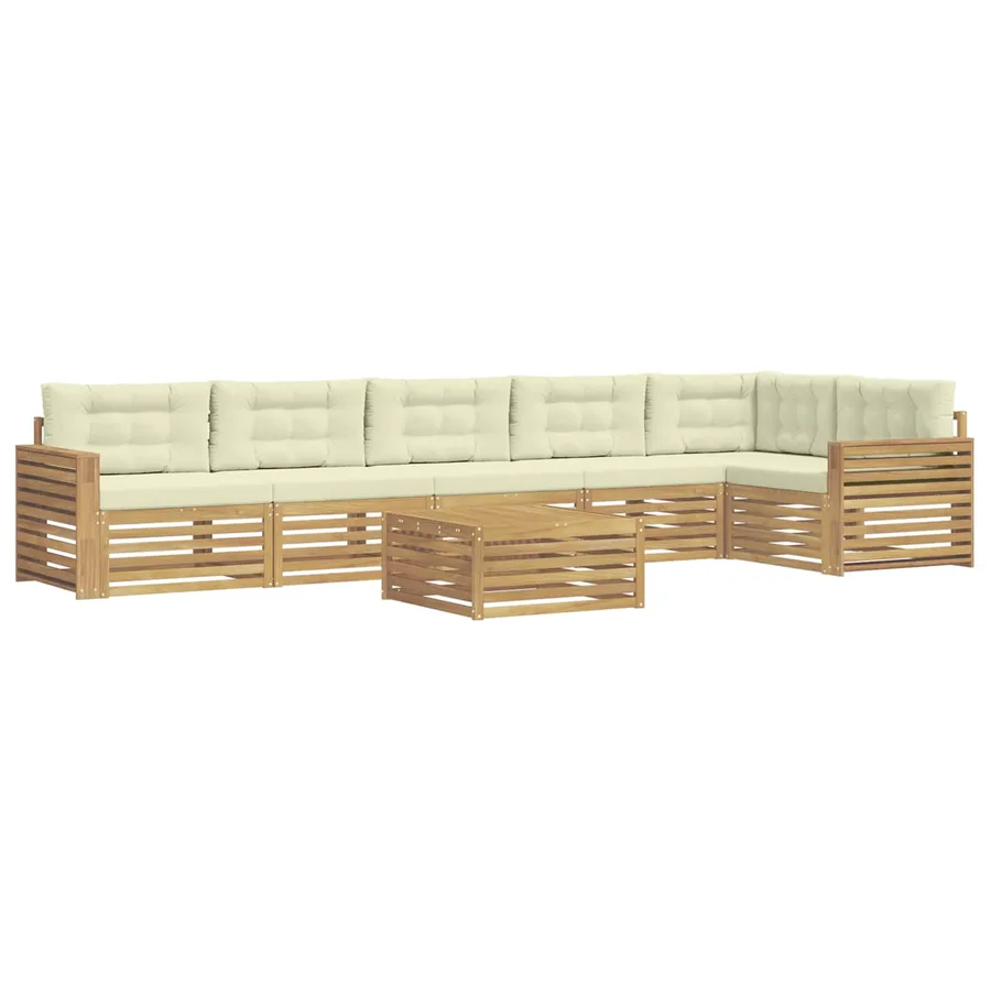 Ensemble de canapés d'extérieur 7 pc Blanc et crème Polyester - 2