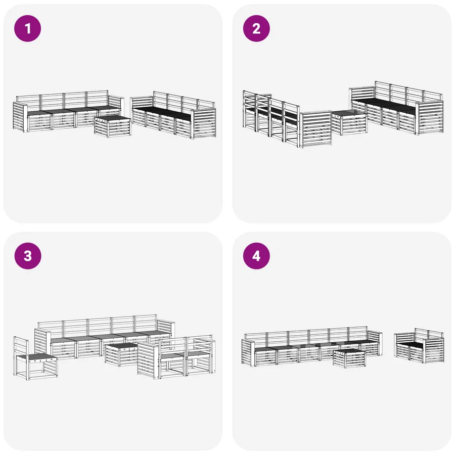 Ensembles de canapés 9 pcs Blanc 59 x 59 x 37 cm - 7