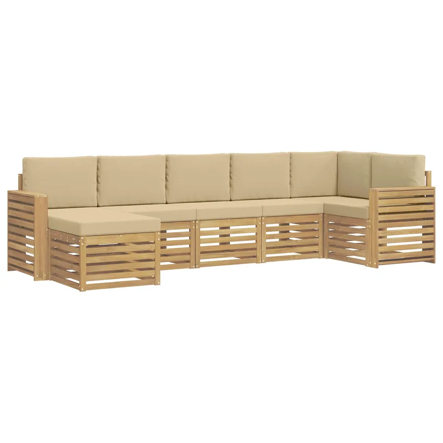 Ensemble de canapés d'extérieur 7 pcs Blanc et Beige - 2