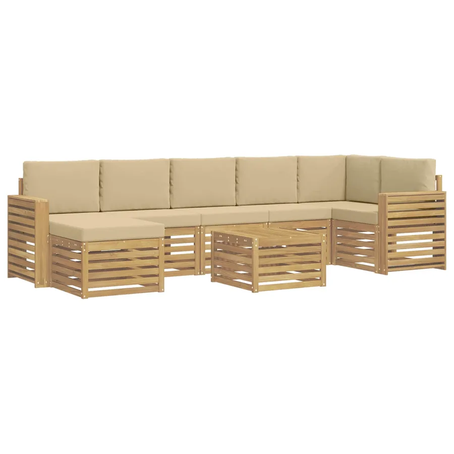 Ensemble de canapés d'extérieur 8 pcs Blanc et Beige - 2