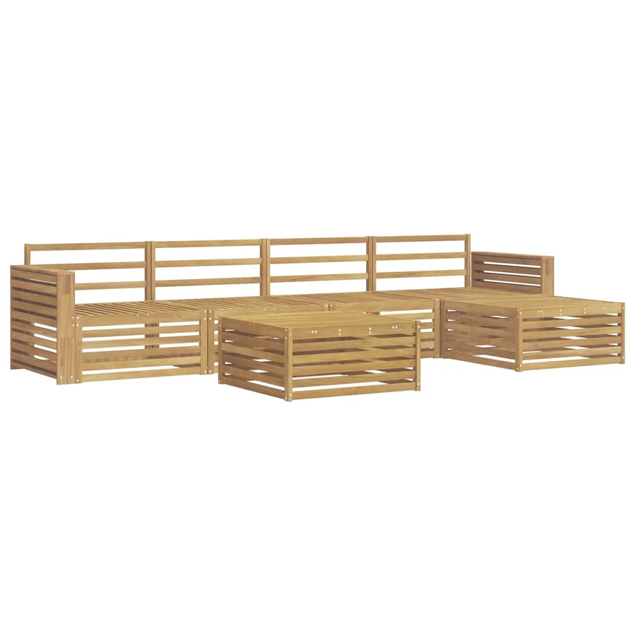 Ensemble de canapés d'extérieur 6 pc Blanc Bois d'Acacia Massif - 2