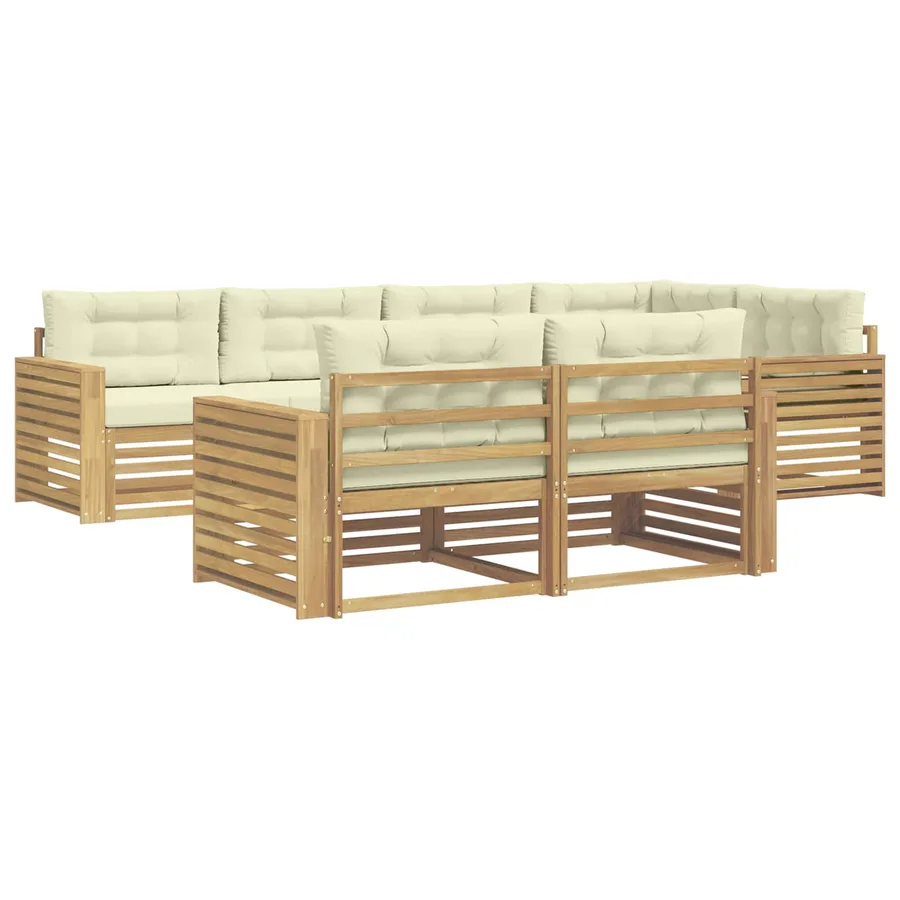 Ensemble de canapés d'extérieur 7 pc Blanc et crème Polyester - 2