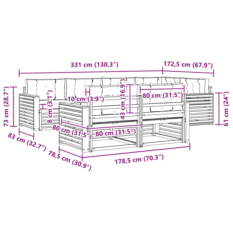 Ensemble de canapés d'extérieur 7 pc Blanc et crème Polyester - 7